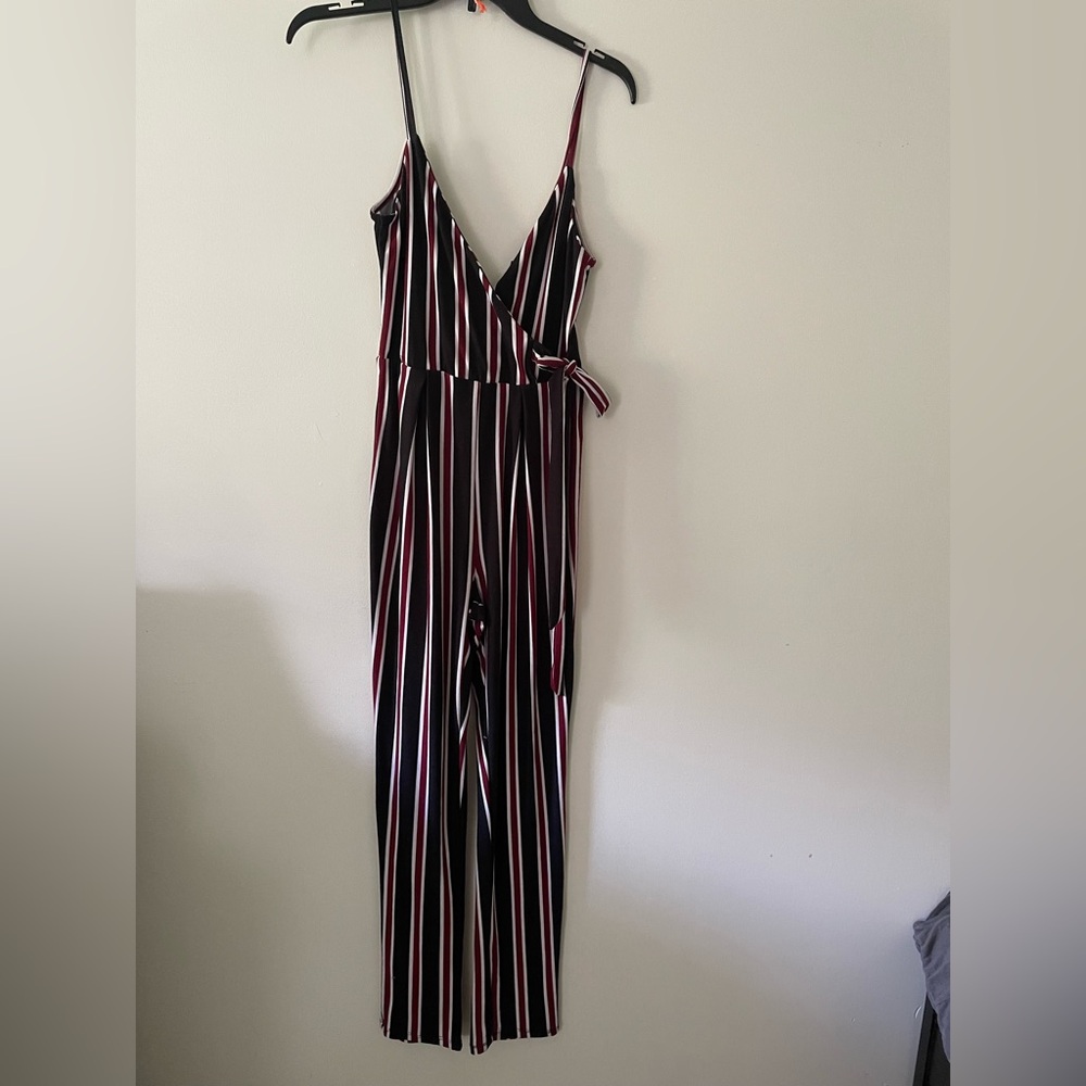 Gamecocks colors. Derk Heart Women's Jumpsuit S black, red, white strap